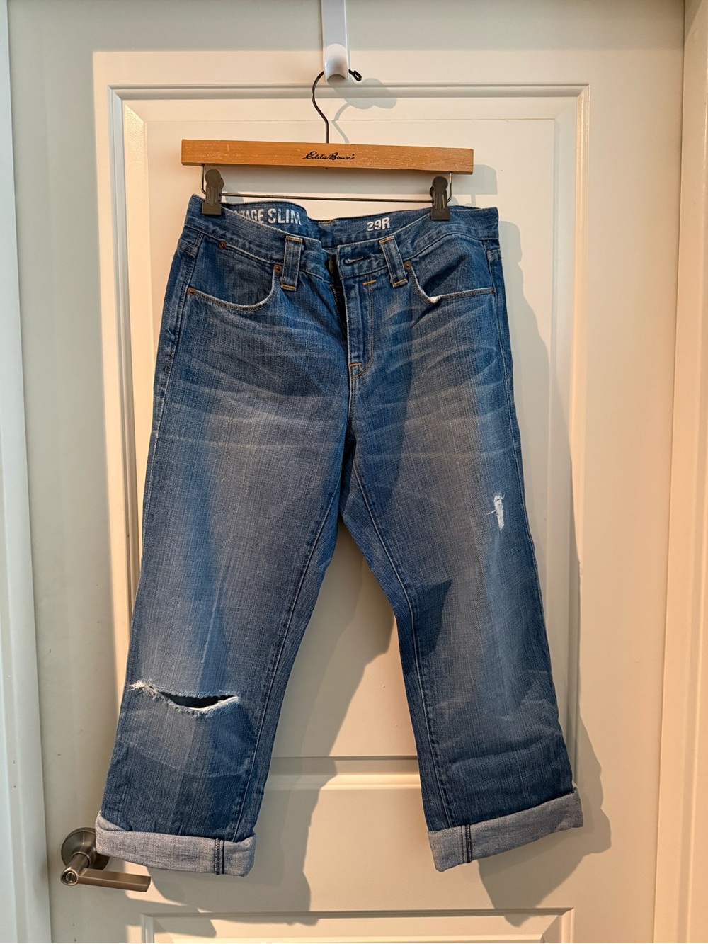 J. Crew Women's Vintage Slim Cuffed Jeans in Medium Blue